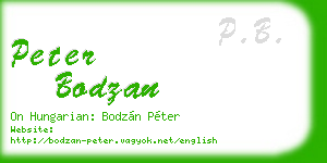 peter bodzan business card