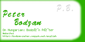 peter bodzan business card